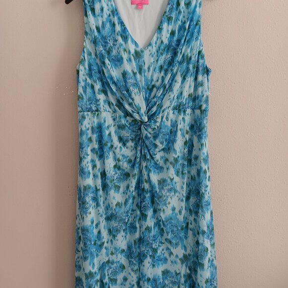 Isaac Mizrahi REG Always Isaac Twist Front Mesh Midi Dress, Floral Sz 2X a6308 - Picture 2 of 5